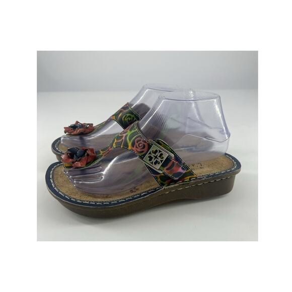 Spring Step L'Artiste Womens Aldora Sandals Size 37 US 7 Blue Red Flip Flop - Picture 1 of 9